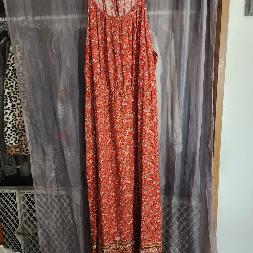 Old Navy Red Floral Maxi Dress